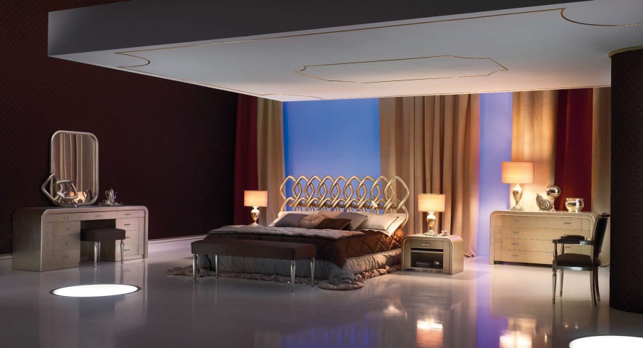 Bedroom set - bed, bench, nightstand, chest, chair, table, stool, Paolo Lucchetta