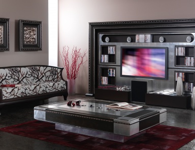 Living room set - coffee table, panel for TV, mirrors, Vismara
