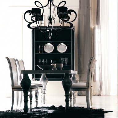 Table with black glass top ZOE