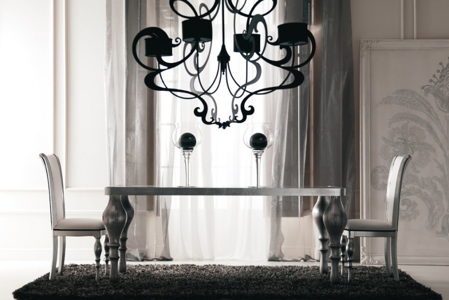 Rectangular table with black glass top ZOE