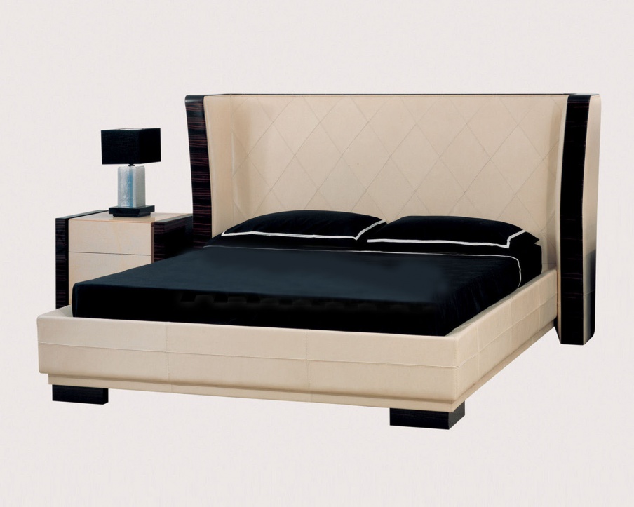 Double bed with upholstered headboard Savoy, Ulivi