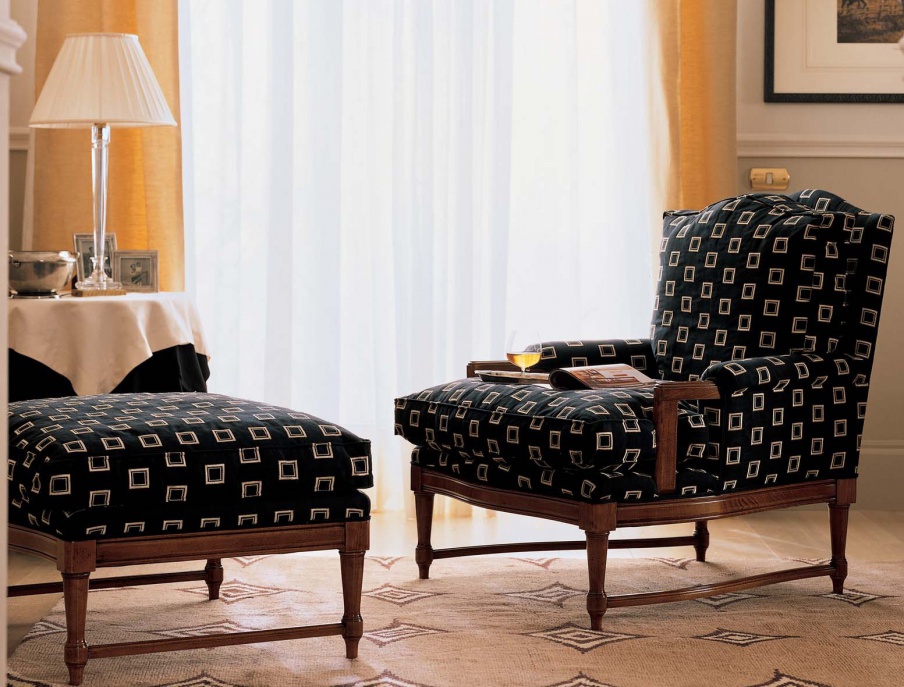 Armchair with pouf, Bruno Piombini