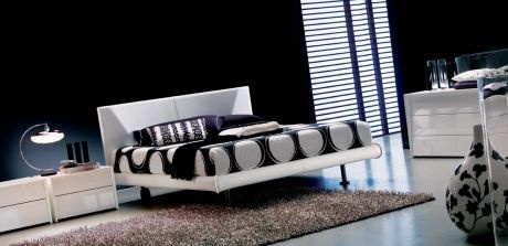 Double bed with leather upholstery Bloom, Bontempi Casa