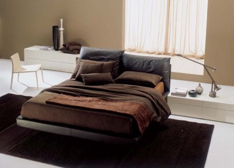 Double bed with upholstered in fabric or leather Topazio, Bontempi Casa