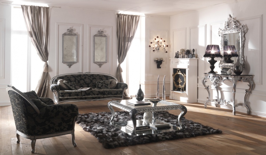 Sofa set in classic style, sofa, chair, console and coffee table - Cafissi