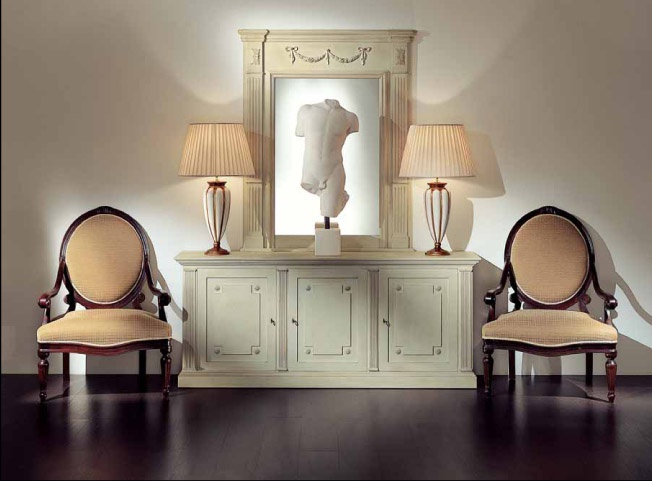 Sofa set, cupboard and armchairs in classic style - Casali