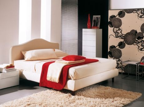 Double bed with upholstered in fabric or leather Leslie, Bontempi Casa