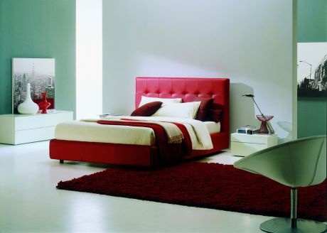Bed with leather upholstery Peonia, Bontempi Casa
