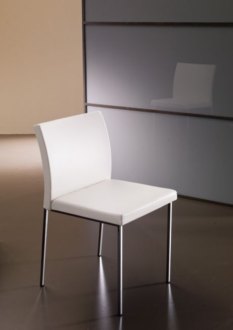 Chair with steel frame upholstered in fabric or leather Asia, Bontempi Casa
