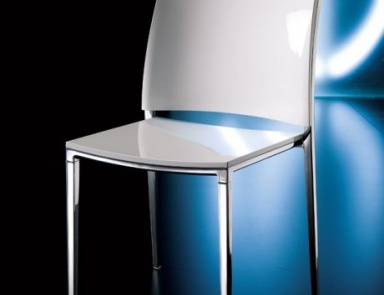 Stackable chair on a steel base, Hola, Bontempi Casa