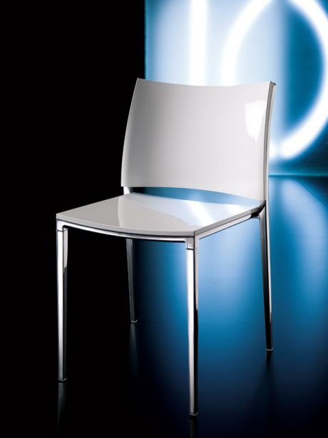 Stackable chair on a steel base, Hola, Bontempi Casa