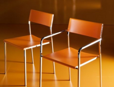 Chair with armrests and a steel base, Midia, Bontempi Casa