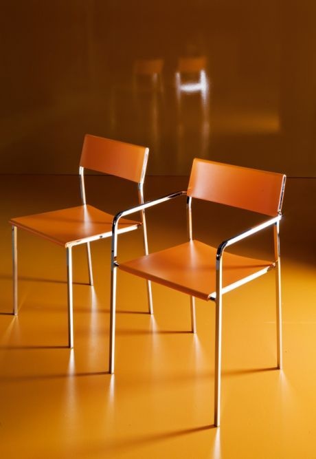 Chair with armrests and a steel base, Midia, Bontempi Casa