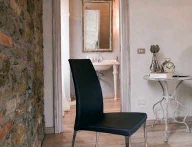 Chair with steel frame upholstered in fabric or leather Miss, Bontempi Casa