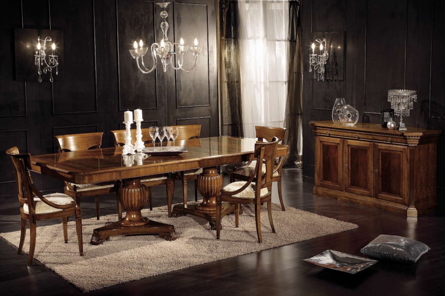 Set for the dining room, table, chair, Guerra Vanni