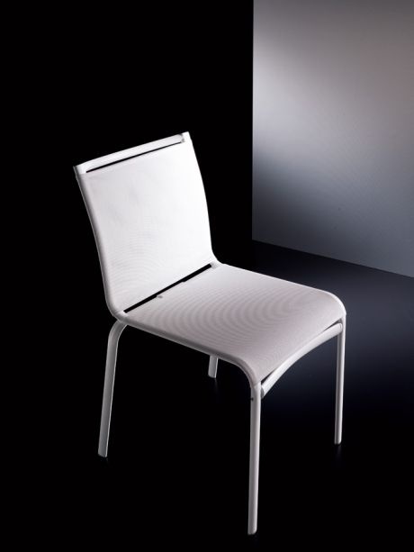Stackable chair on a steel base, Net, Bontempi Casa
