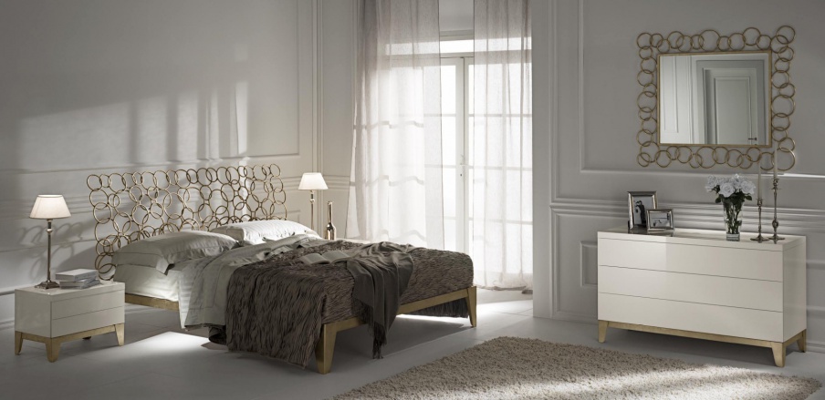 Bedroom set - bed, nightstand, dresser, mirror, Cantori