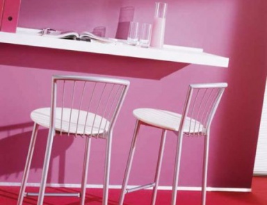 Bar stool on steel base, Calipso, Bontempi Casa