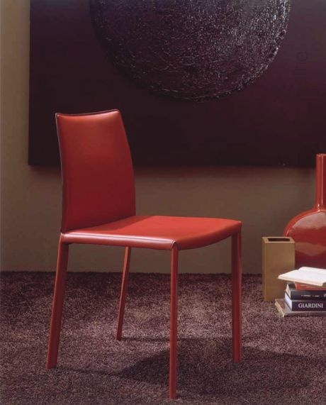 Chair on a metal frame, leather upholstery Fenice, Bontempi Casa