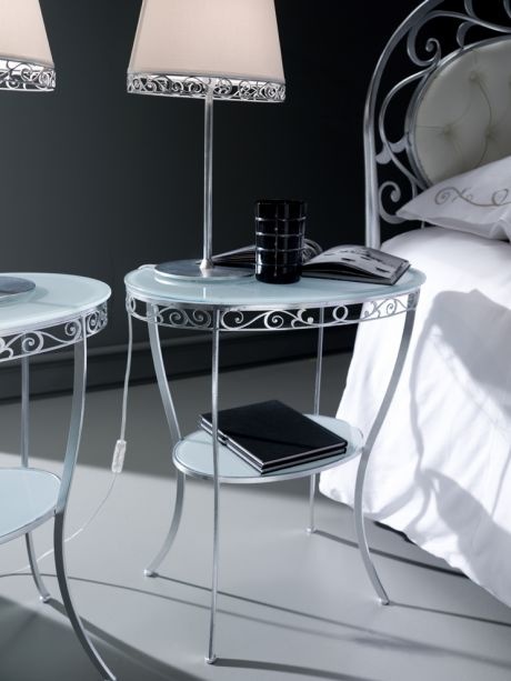 Table with two shelves made of sand blasted glass Adamo, Bontempi Casa