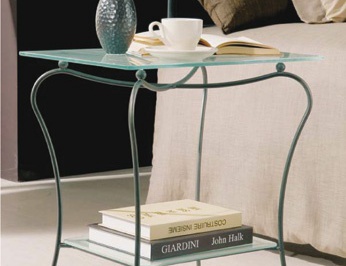 Bedside table made of metal with glass top Lira, Bontempi Casa