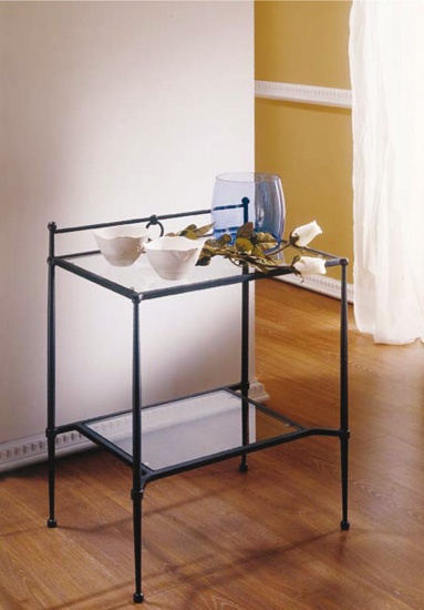 Bedside table made of metal with glass top Mito, Bontempi Casa 