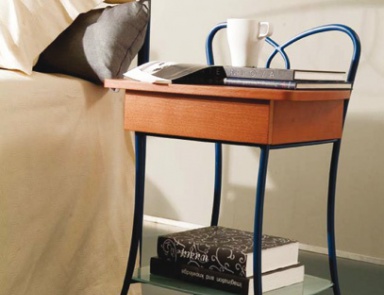 Bedside table made of metal with glass top Tao, Bontempi Casa 