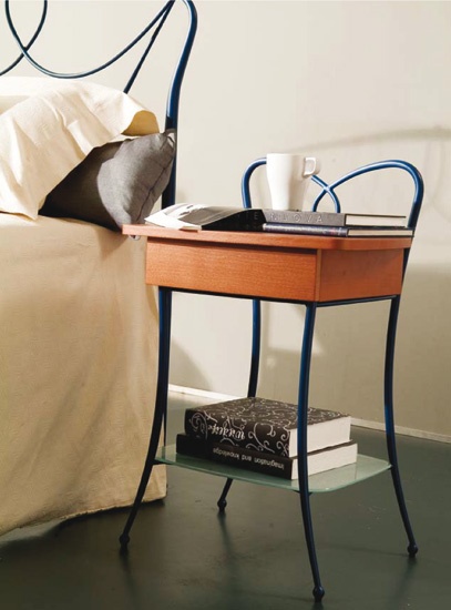 Bedside table made of metal with glass top Tao, Bontempi Casa 
