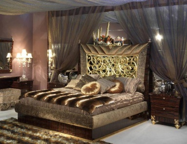 Double bed with high headboard, Lanpas