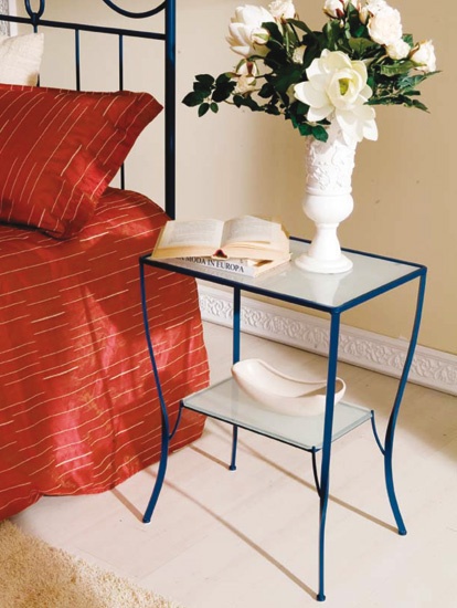 Bedside table made of metal with glass top Tosco, Bontempi Casa 