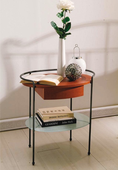 Bedside table made of metal with glass tabletop Zen Bontempi Casa 