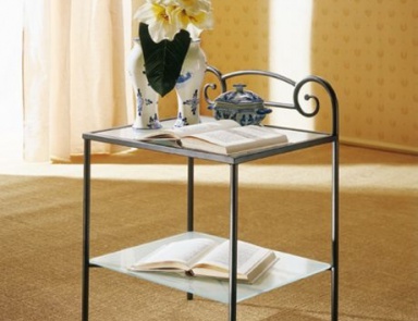 Bedside table made of metal with glass top Algardi, Bontempi Casa 