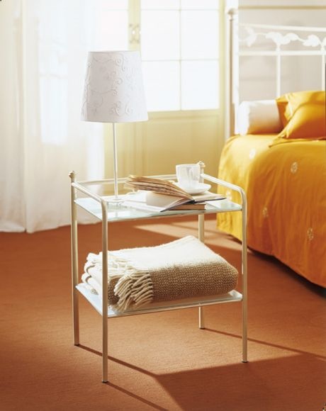 Bedside table made of metal with glass top Canova, Bontempi Casa 