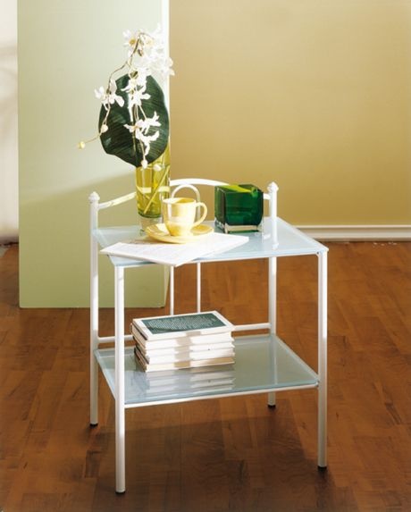 Bedside table made of metal with glass top Donatello, Bontempi Casa 