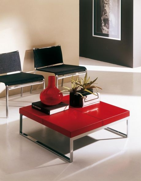 Metal coffee table with leather top Leather, Bontempi Casa