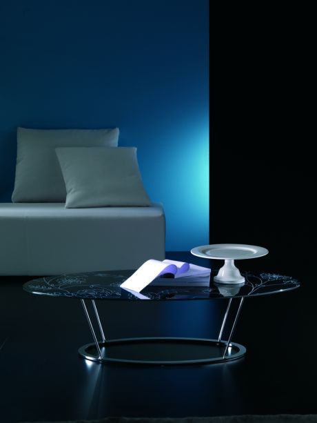 Coffee table with frame of chromed steel Ufo, Bontempi Casa