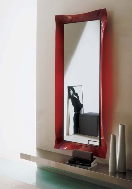 Rectangular wall mirror in a frame of bent glass Foulard, Bontempi Casa