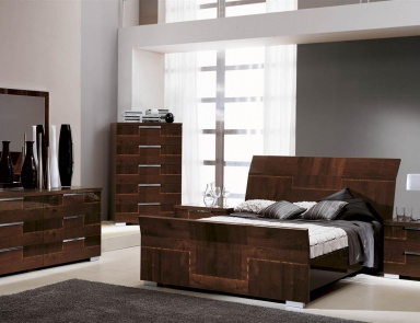 Set for bedroom in veneer with metal fittings Pisa, Alf