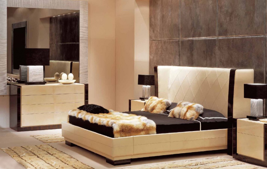 Set for the bedroom trimmed with Makassar and leather Savoy, Ulivi