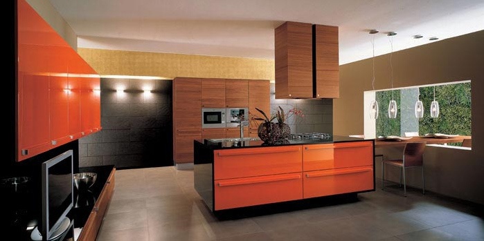 Kitchen (kitchen set) Arrital Cucine, Quardo TEAK AND GLOSSY RAL