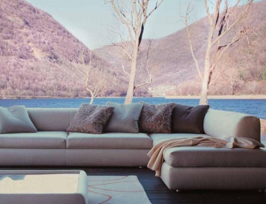 Modular sofa with wood Blow, Seven Salotti