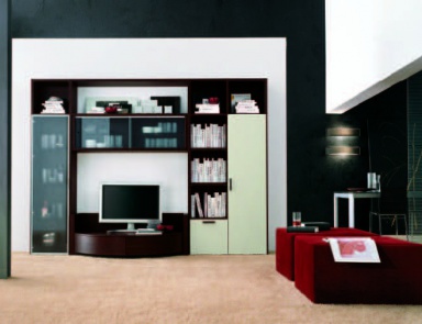 Modular system with open and closed shelves, Santa Lucia