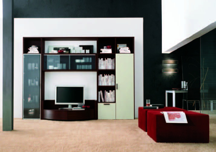 Modular system with open and closed shelves, Santa Lucia