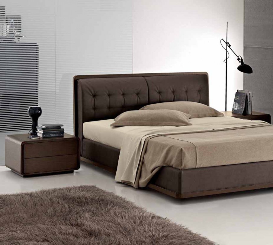 Double bed with upholstered headboard, Zanette
