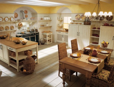 Set for the kitchen, carved dining table, Miniacciolo