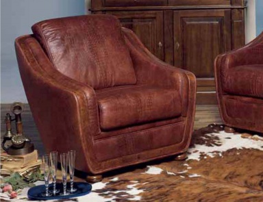 Chair in leather upholstery, Linea Due