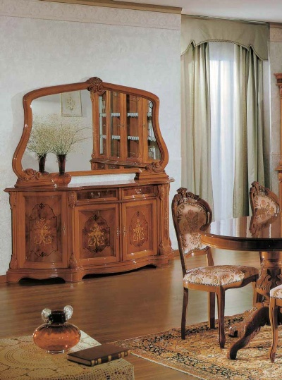 Wooden chest of drawers on low legs, Stile Elisa