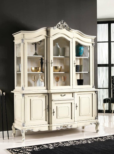 Wooden sideboard in figured legs, Stile Elisa