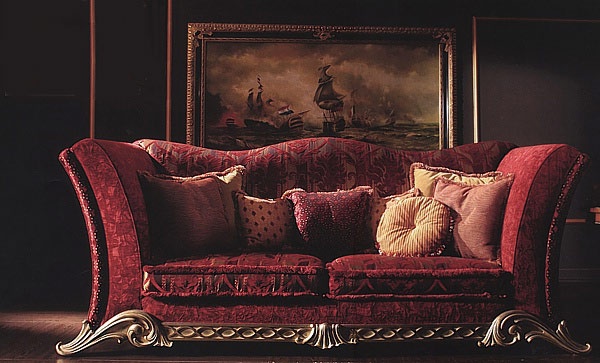 Sofa carved wood frame, Ceppi