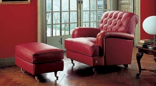Armchair with Ottoman leg, Asso di Cuori - Busnelli